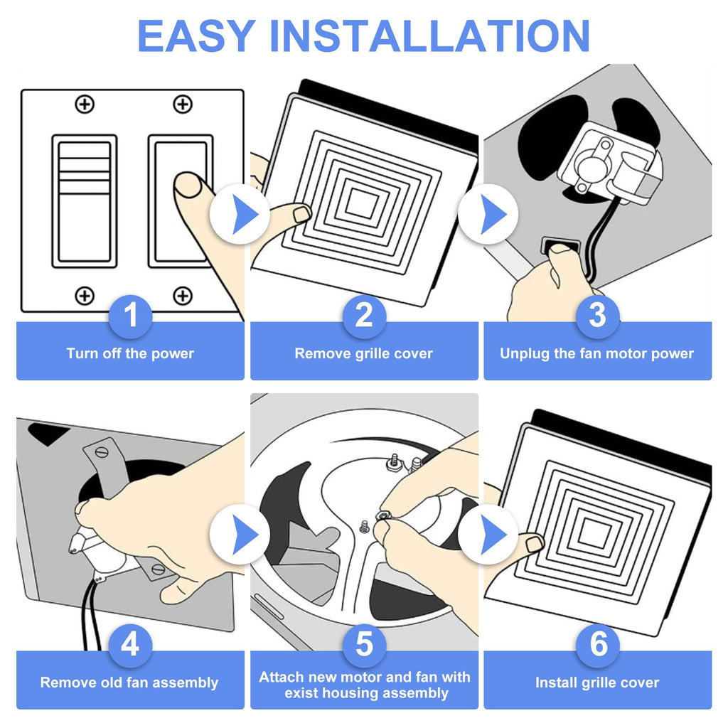 Bathroom Exhaust Fan Motor Replacement Kit 50CFM 120V Q68757