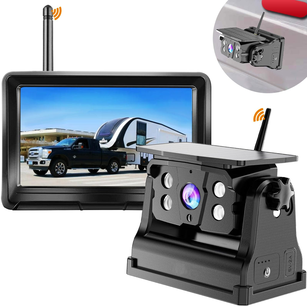 Solar Magnetic Wireless Backup Camera with 5" 1080P Monitor C177713