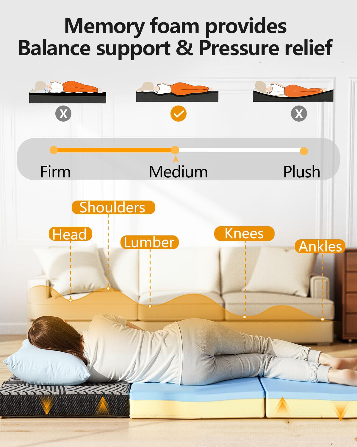 6 Inch Queen Memory Foam Folding Mattress P3089