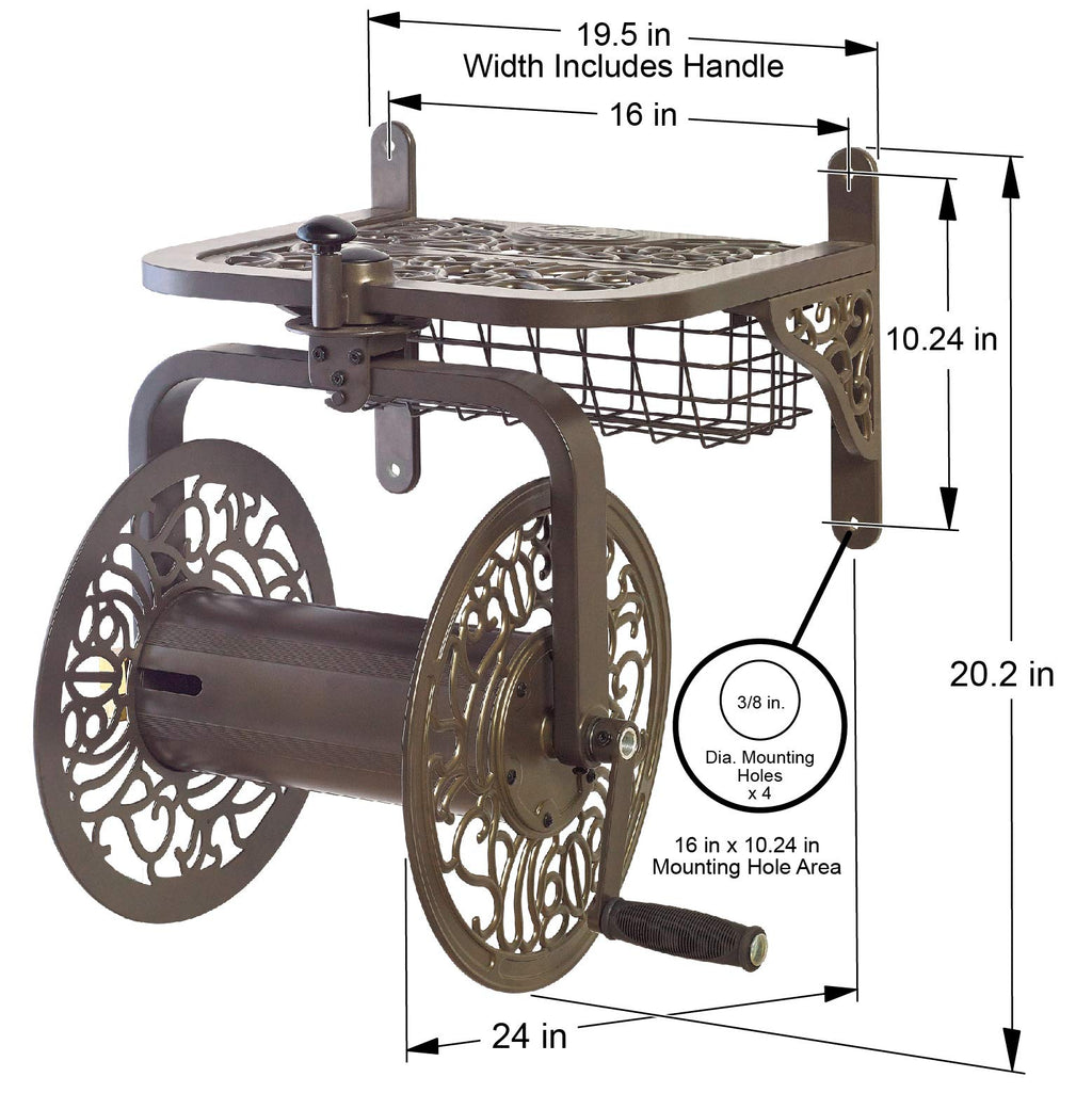 Bronze Cast Aluminum Garden Hose Reel G809