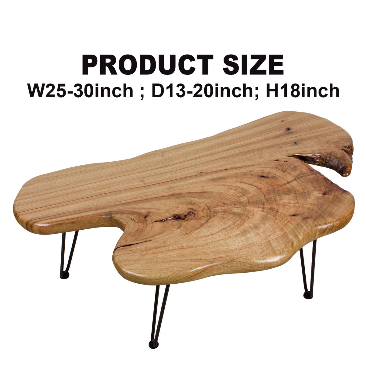 Natural Wood Coffee Table with Metal Hairpin Legs X41774