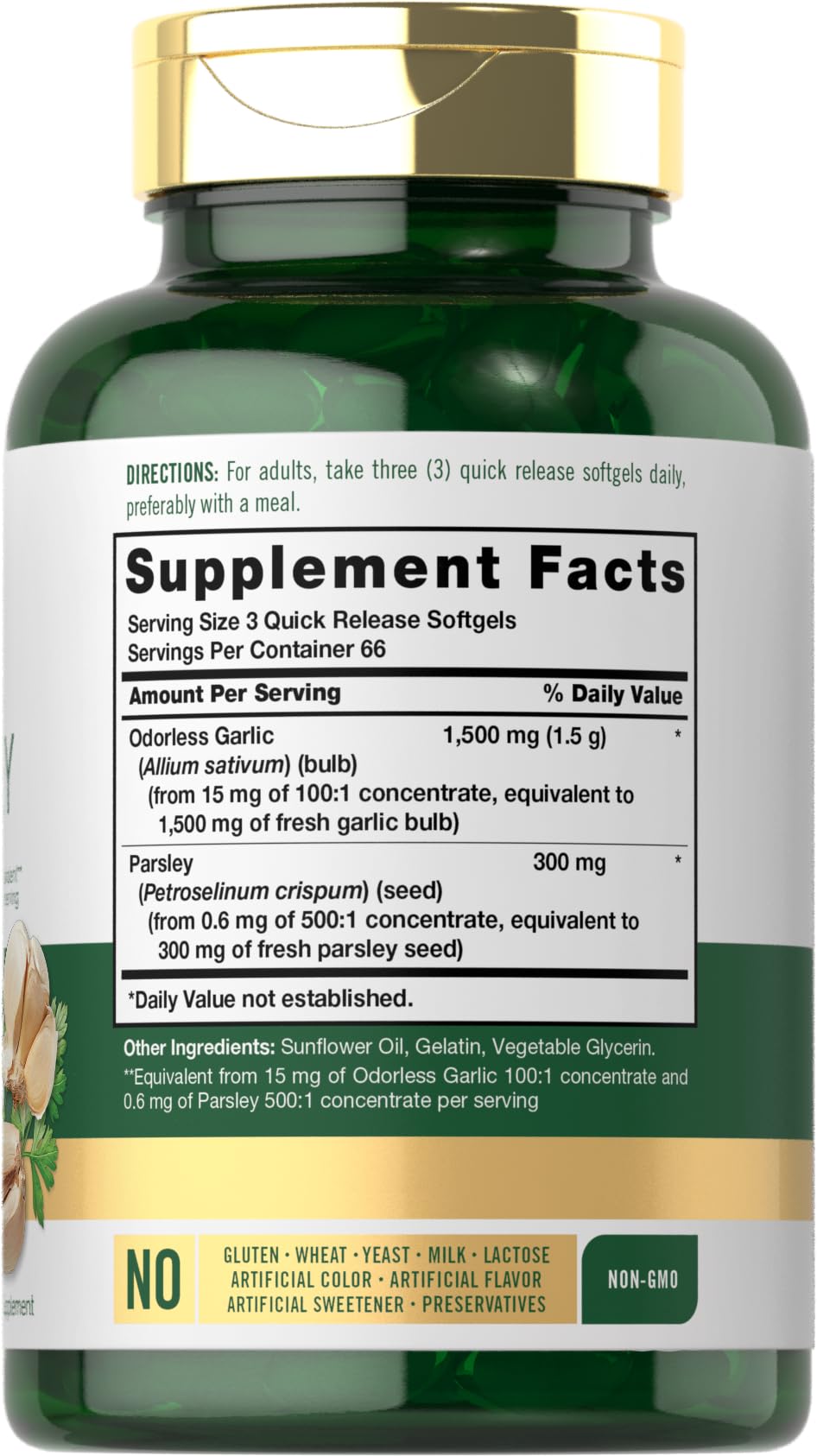 Odorless Garlic & Parsley Supplement 200 Softgels P2150