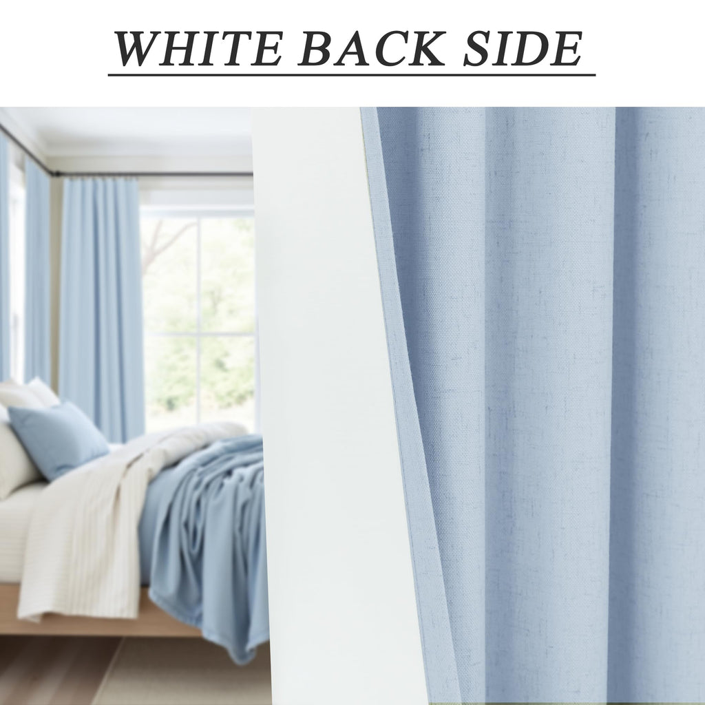 Light Blue Linen 108 Inch 2 Panel Curtain Set F103537