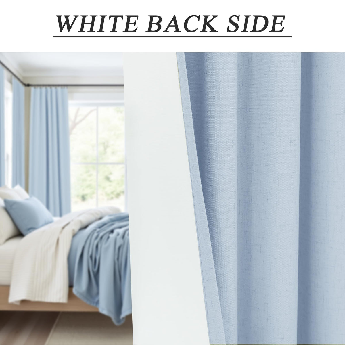 Light Blue Linen 108 Inch 2 Panel Curtain Set F103537