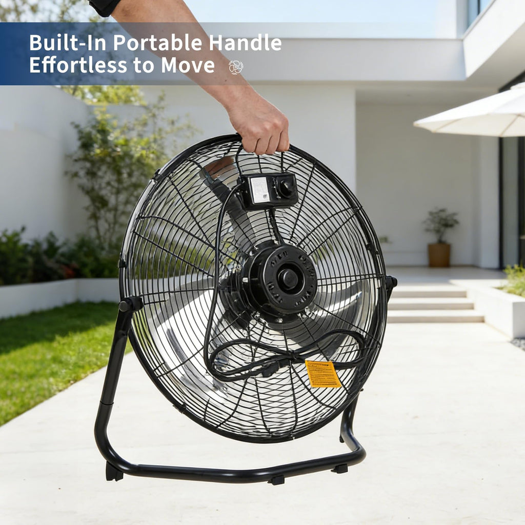20" High Velocity Floor Fan, 4800 CFM Heavy Duty Industrial Metal Fan with 3 Speeds P697934
