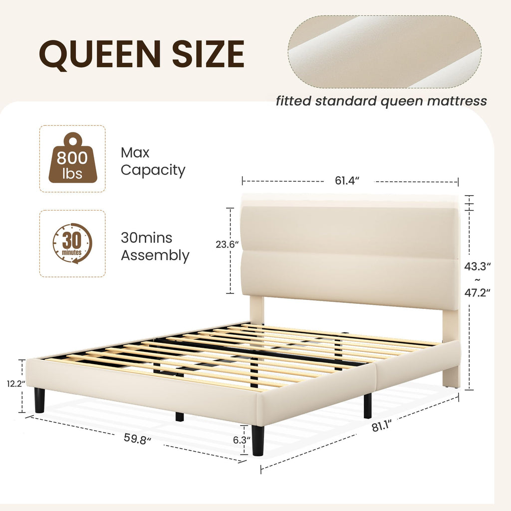 Queen Size Velvet Upholstered Platform Bed Frame F1010