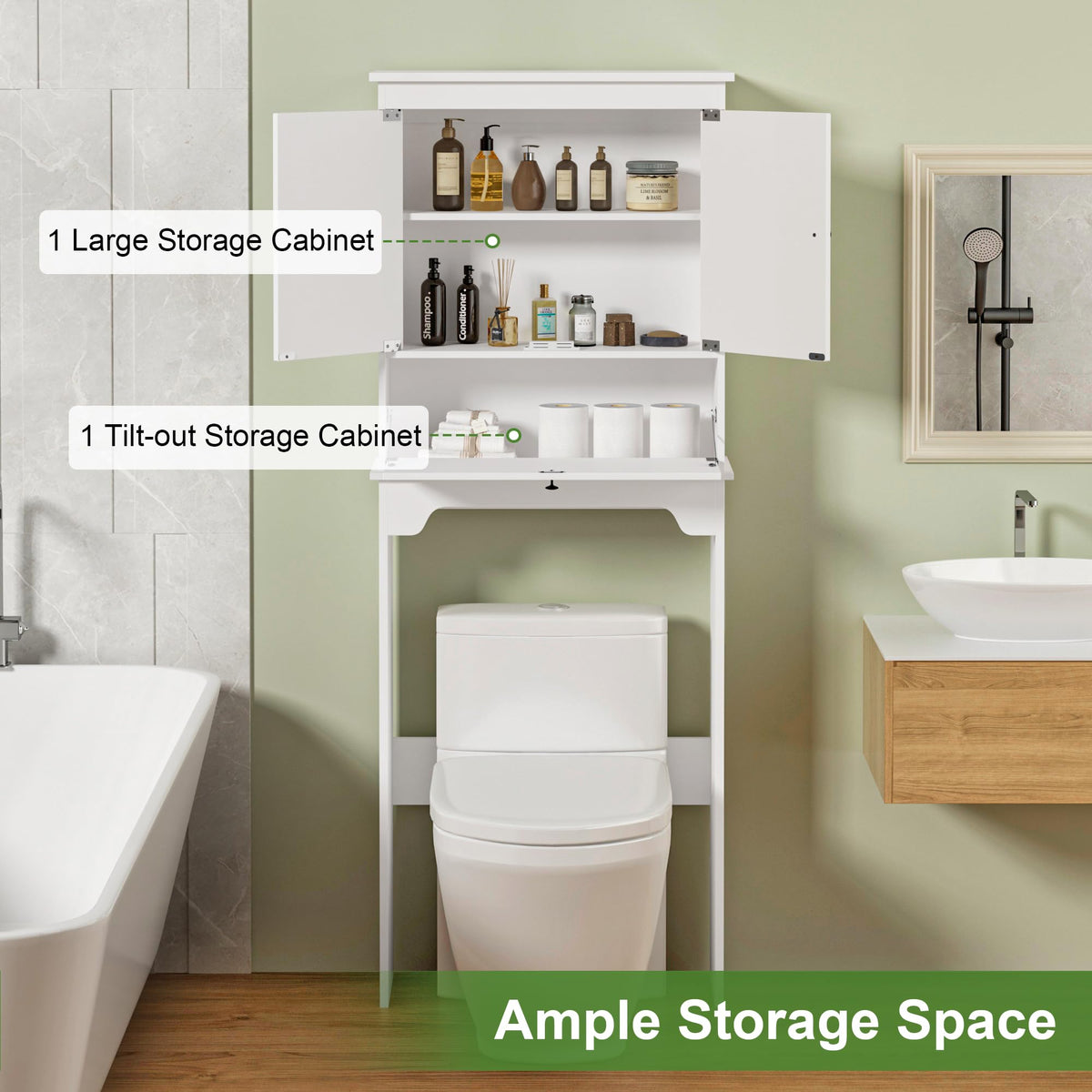 White Over The Toilet Storage Cabinet V5946