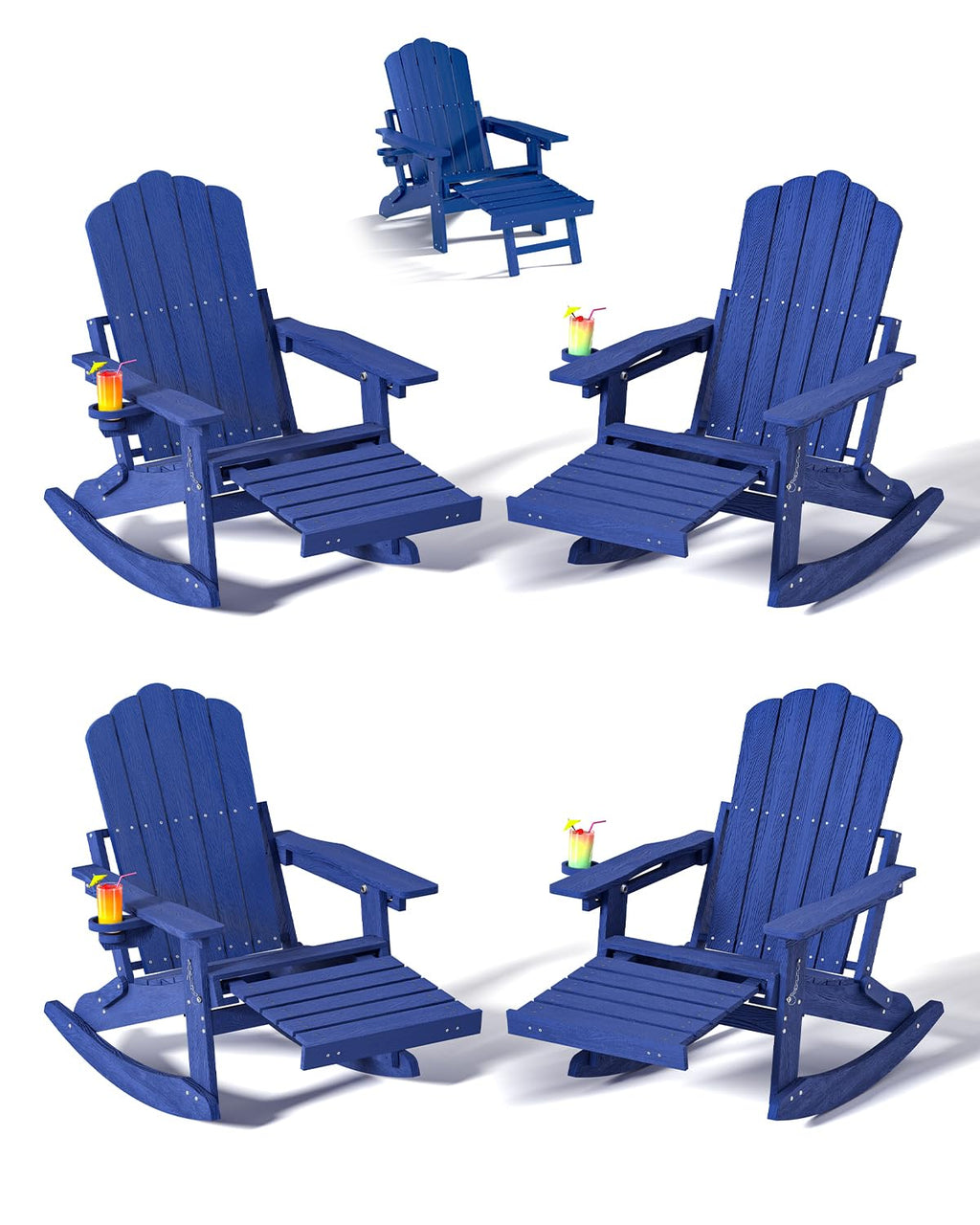Folding Adirondack Rocking Chair with Ottoman P9803