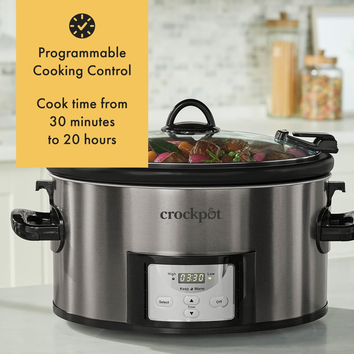 Programmable Slow Cooker, Stainless Steel, 6 Quart Oval O9214