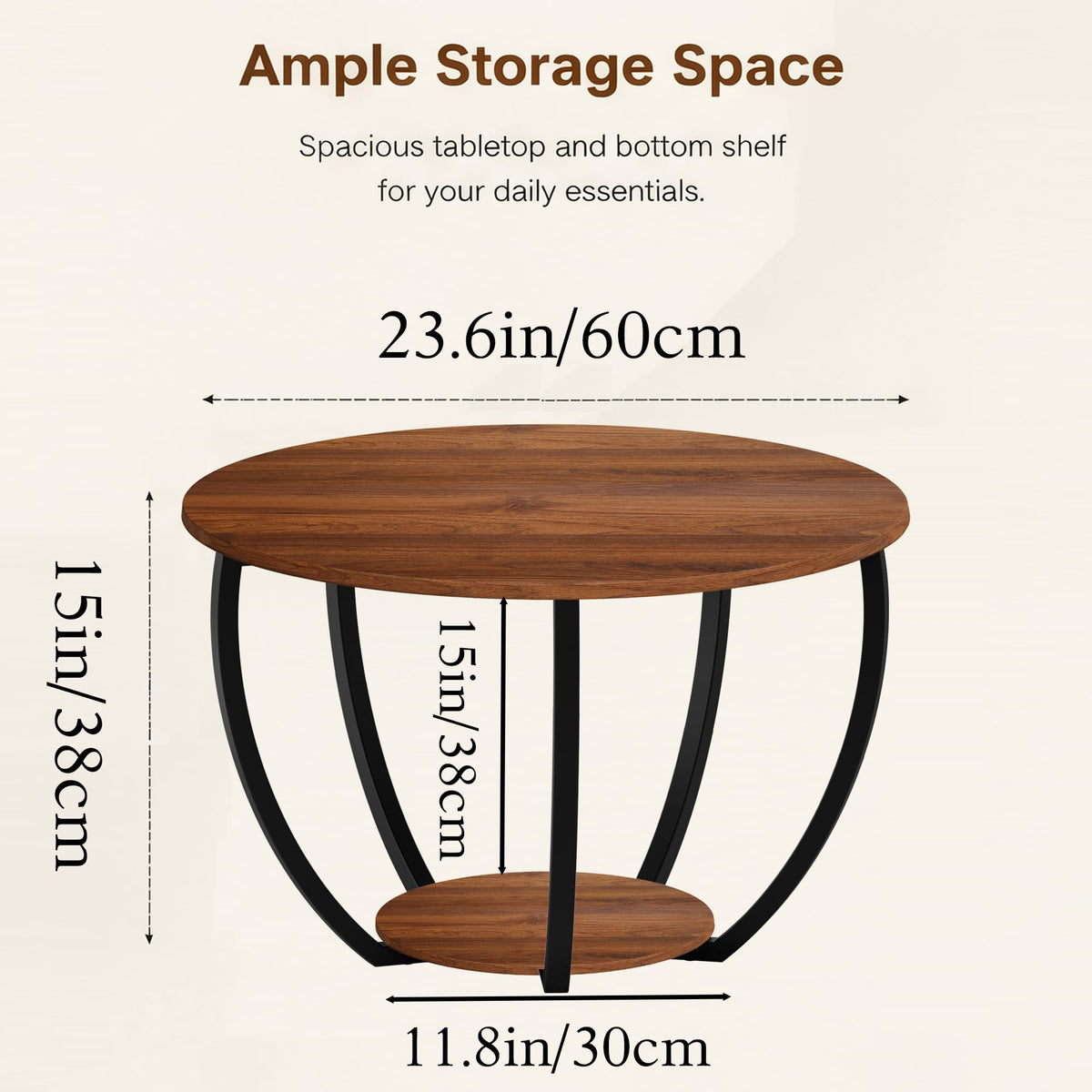 Round Coffee Table with Storage G890