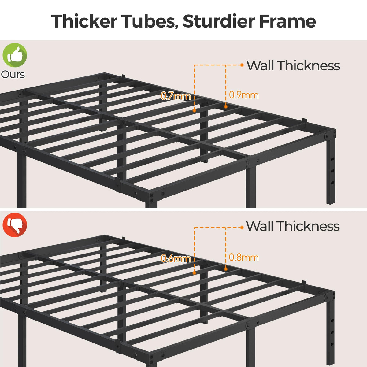 14 Inch Queen Size Black Metal Platform Bed Frame M32354