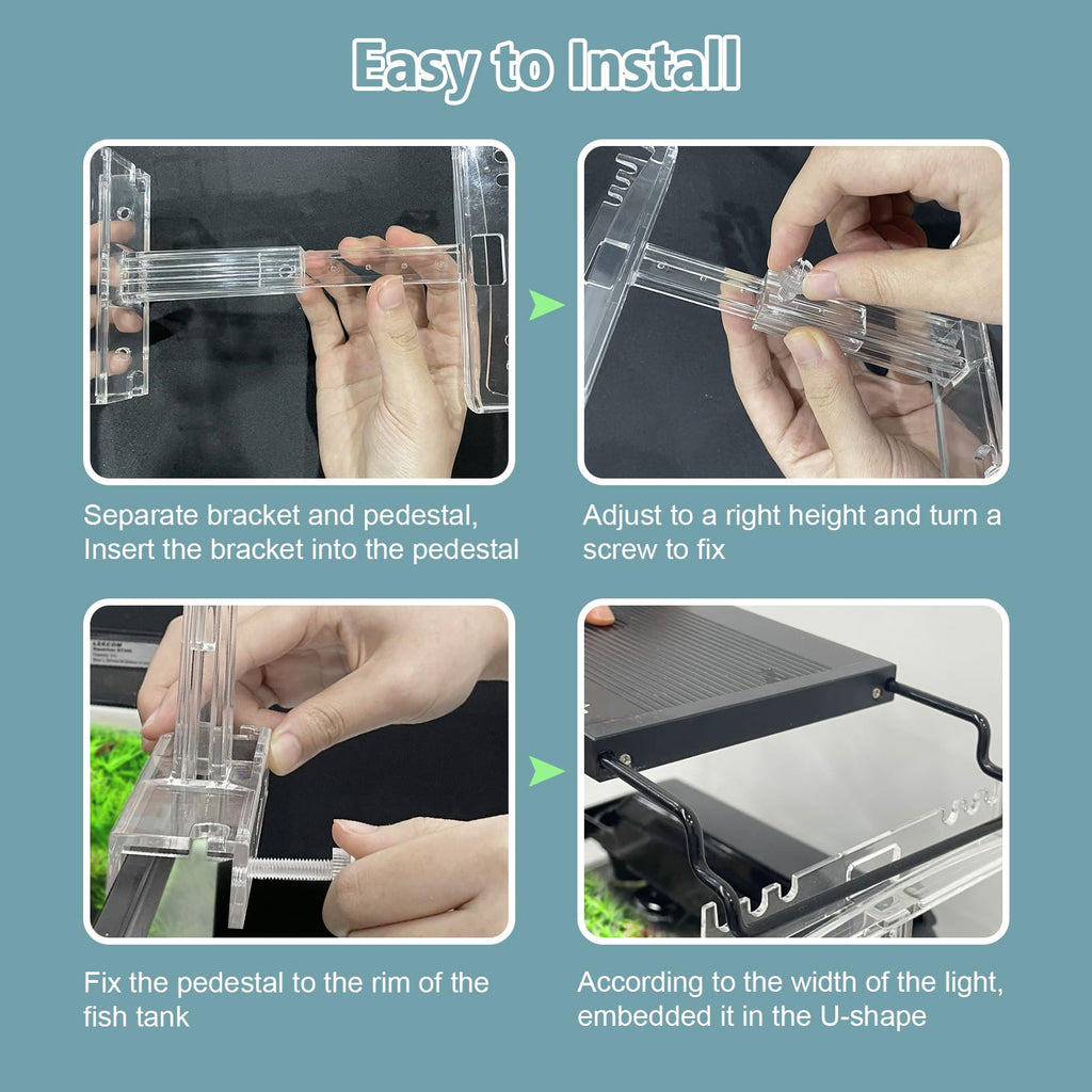 Adjustable Clear Acrylic Aquarium Light Riser Stand 2pcs M945
