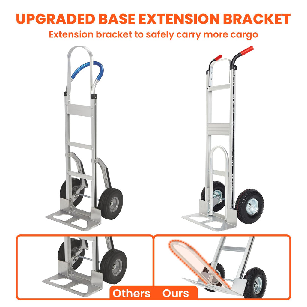 Aluminum Hand Truck Dolly Cart with 10" Pneumatic Tire, 600 LBS Capacity T36623
