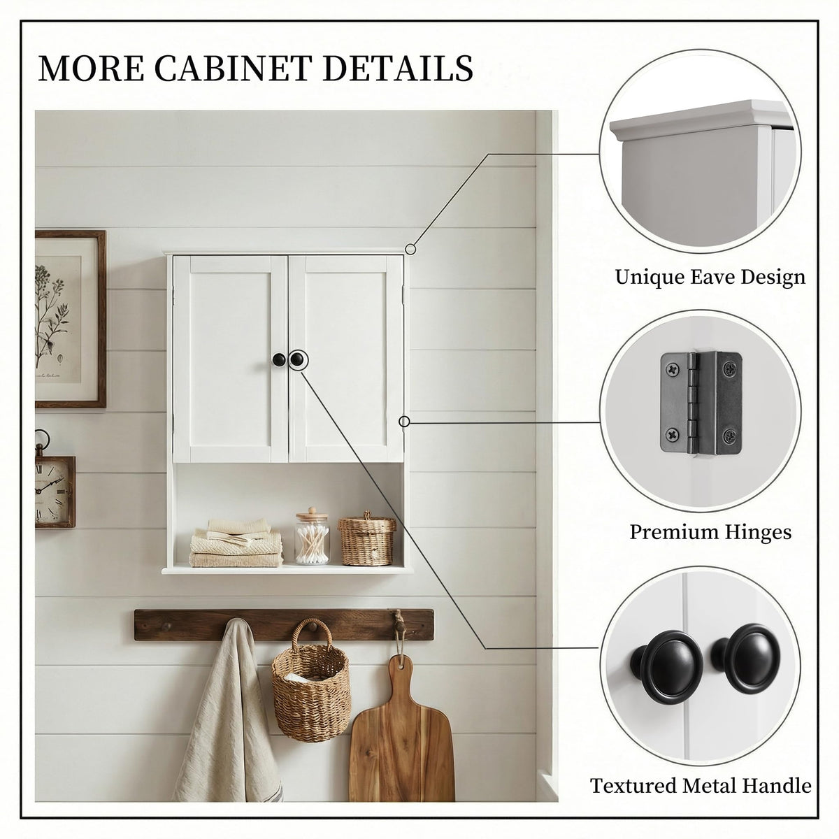 White 30" x 24" Wall Mounted Bathroom Cabinet with Adjustable Shelves O239