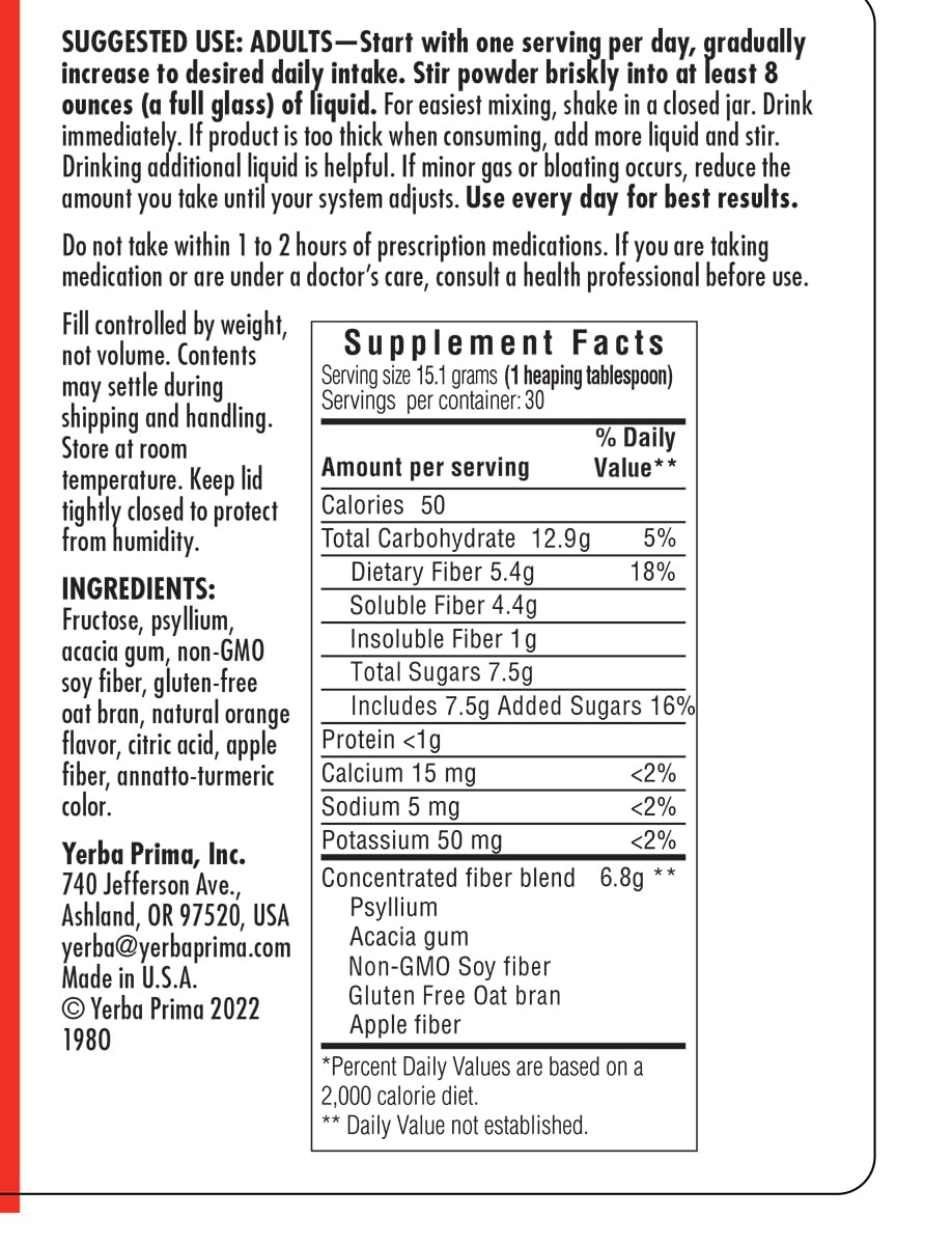 Orange Daily Fiber Formula 1 pound Gluten Free Y71133