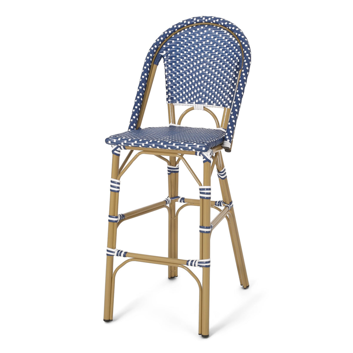 Set of 2 Teal Blue White Bar Stool with Aluminum J13743