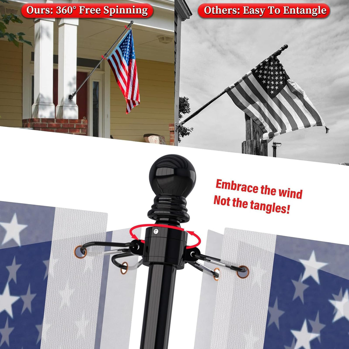 5FT Stainless Steel Flag Pole with Holder O82737