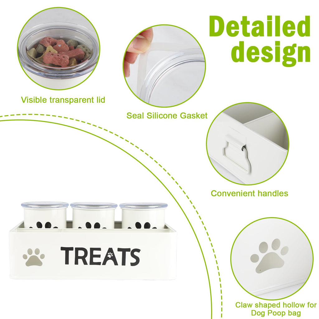 28oz Metal Dog Treat Container Set of 3 White X351