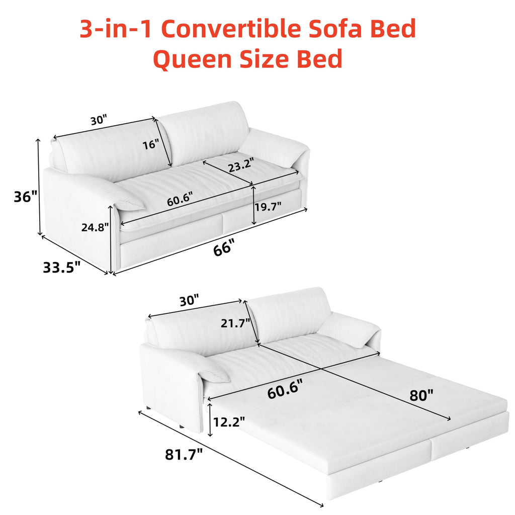 Queen Size Pink Velvet Convertible Futon Sofa Bed R3394