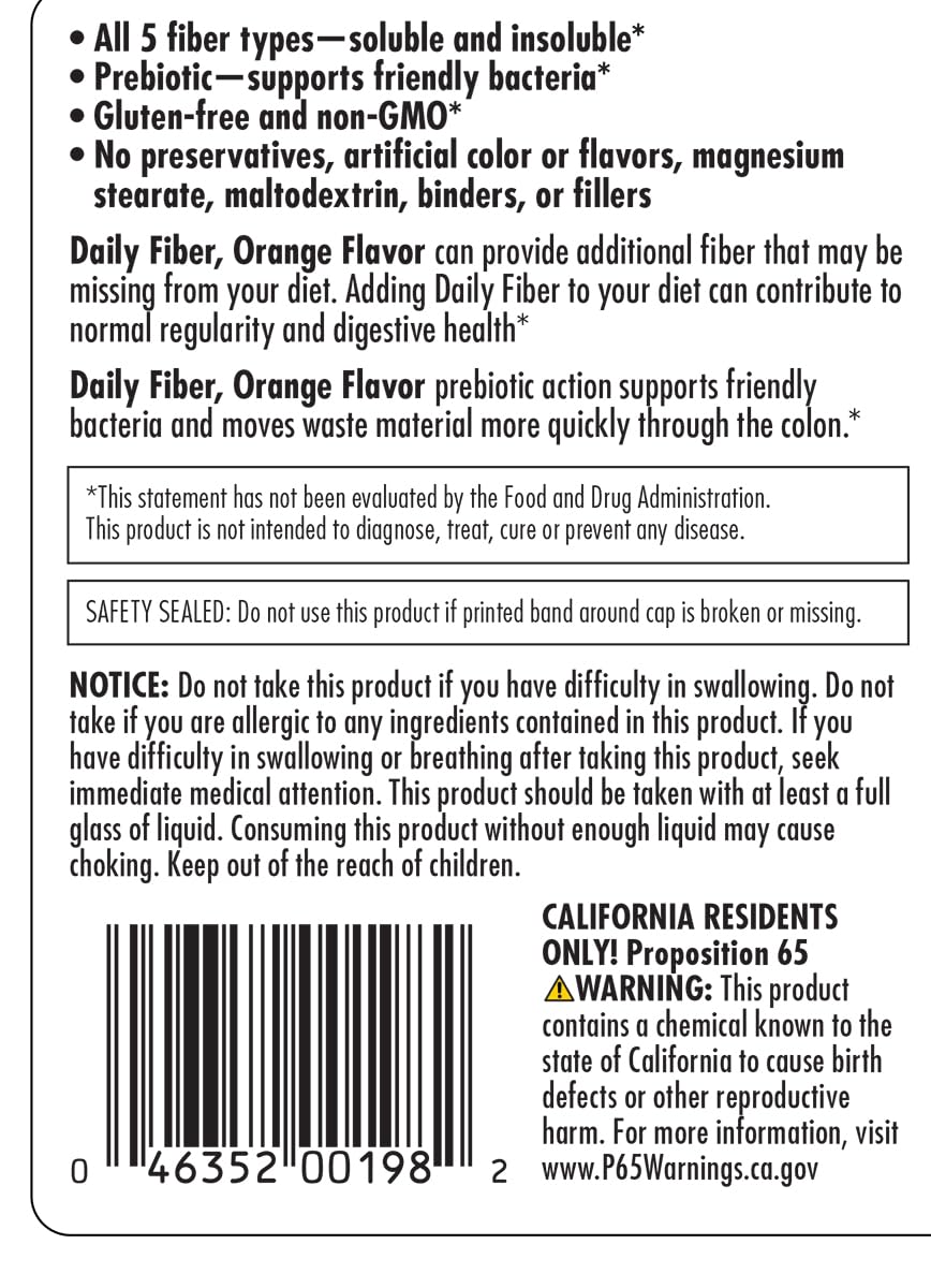 Orange Daily Fiber Formula 1 pound Gluten Free Y71133
