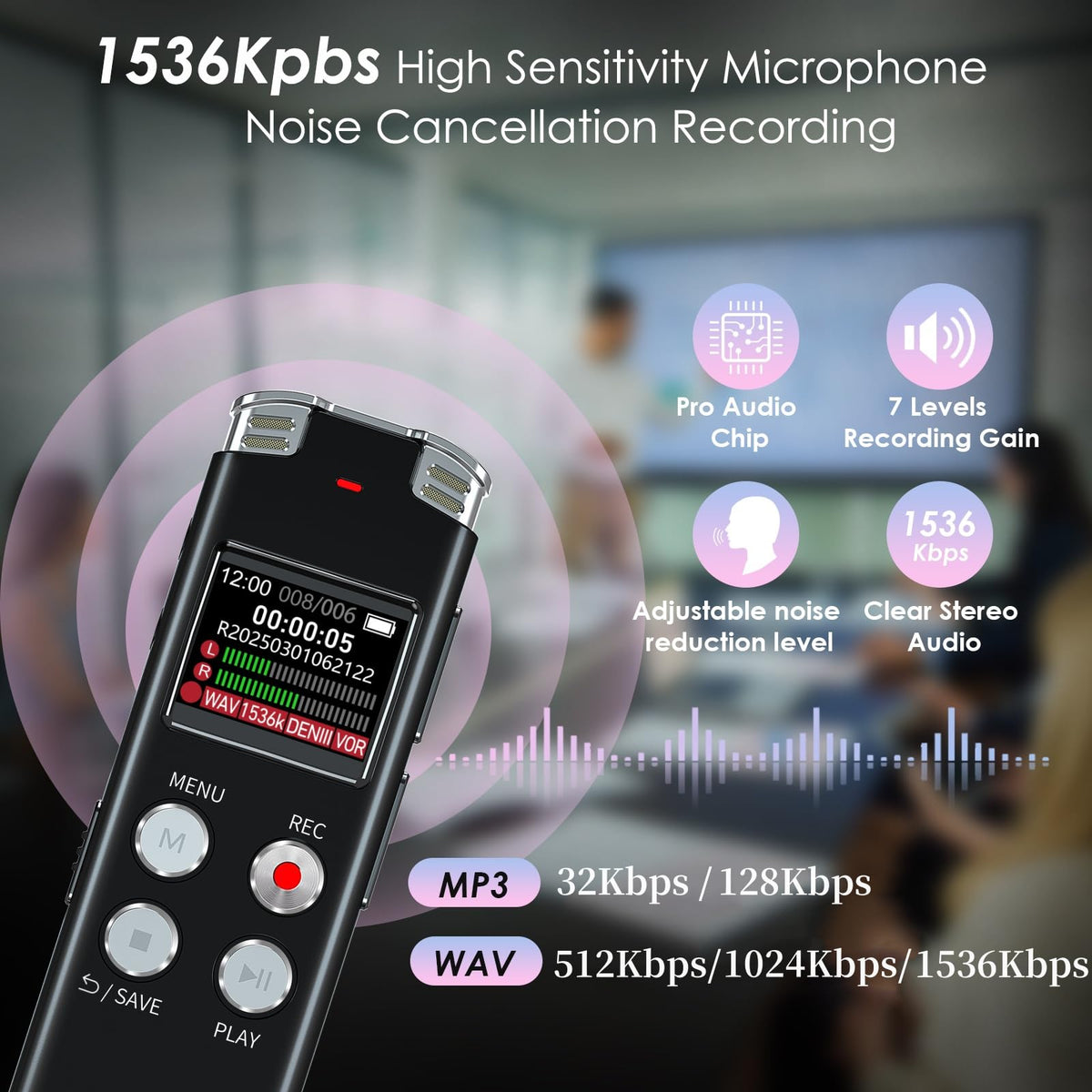 64GB Digital Voice Recorder with Playback J55043