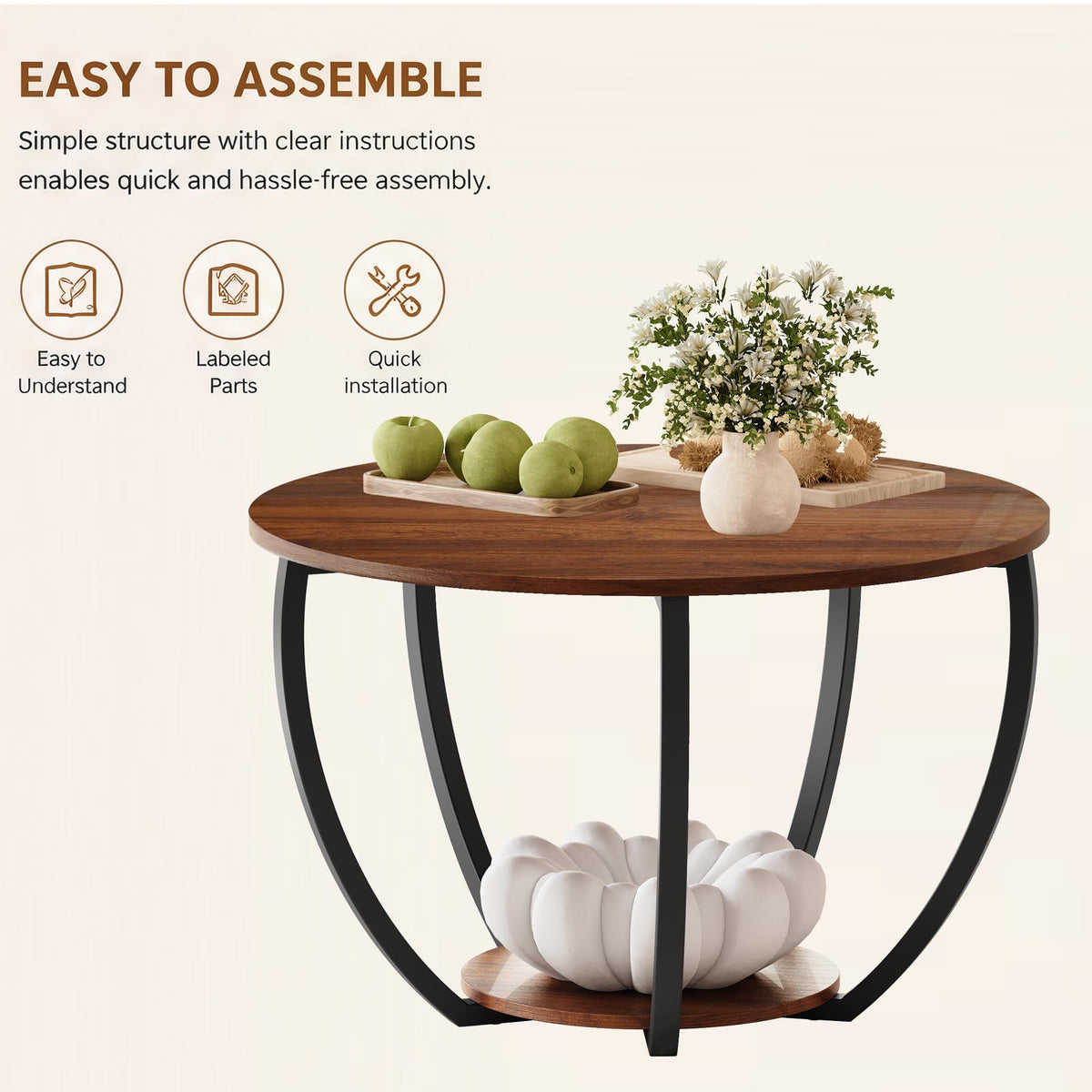 Round Coffee Table with Storage G890