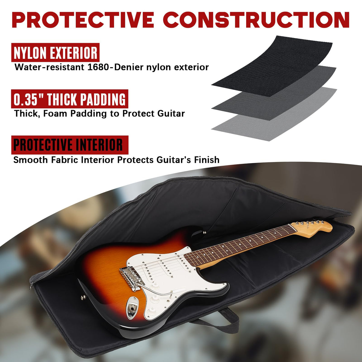 Foam Padded Guitar Gig Bag V964