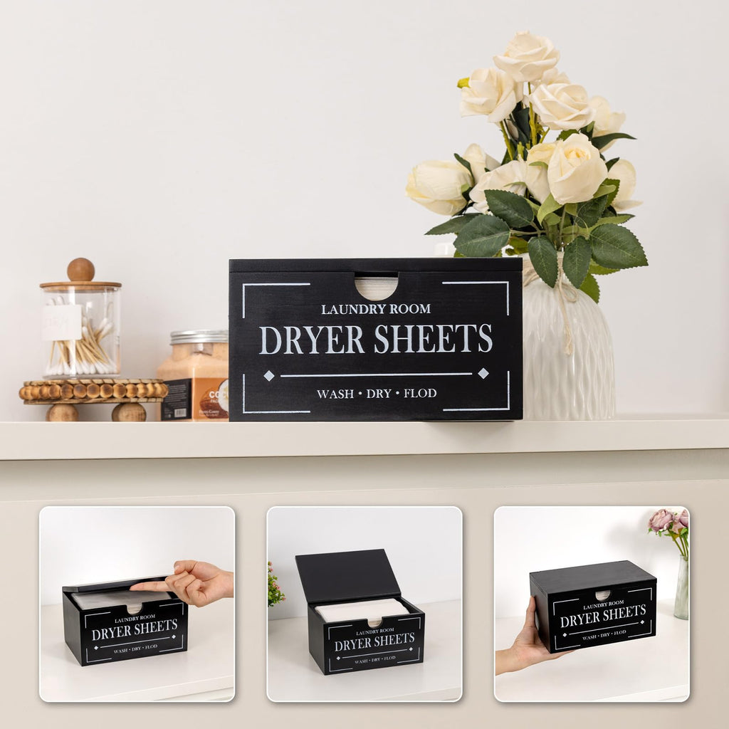 Black Dryer Sheet Holder with Lid F353404