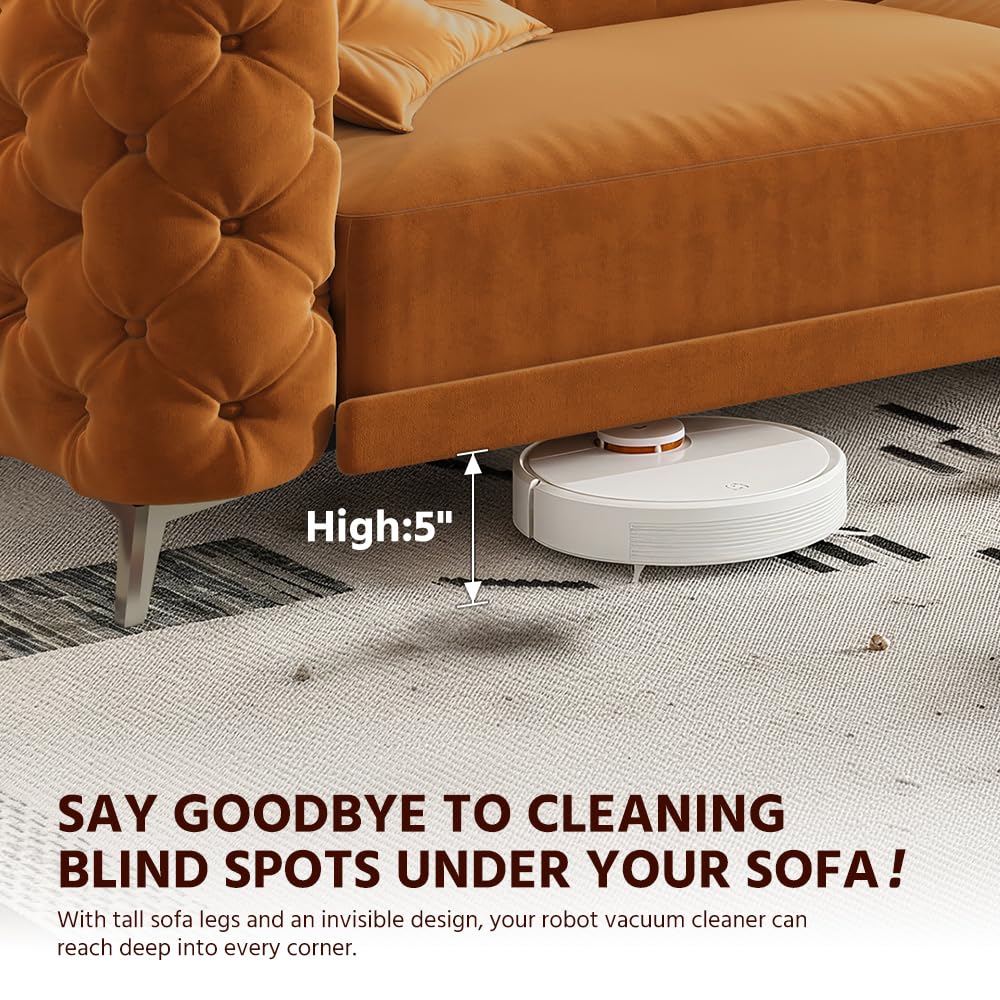 Orange Velvet 3 in 1 Convertible Sleeper Sofa V7939