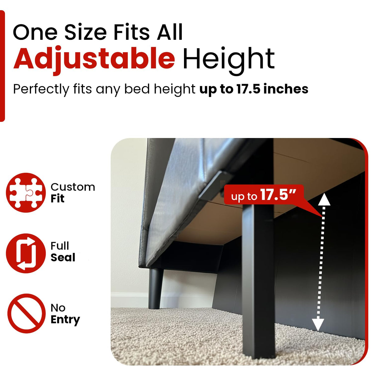 Under Bed Pet Blocker, 3 Pcs Adjustable Matte Black N579475