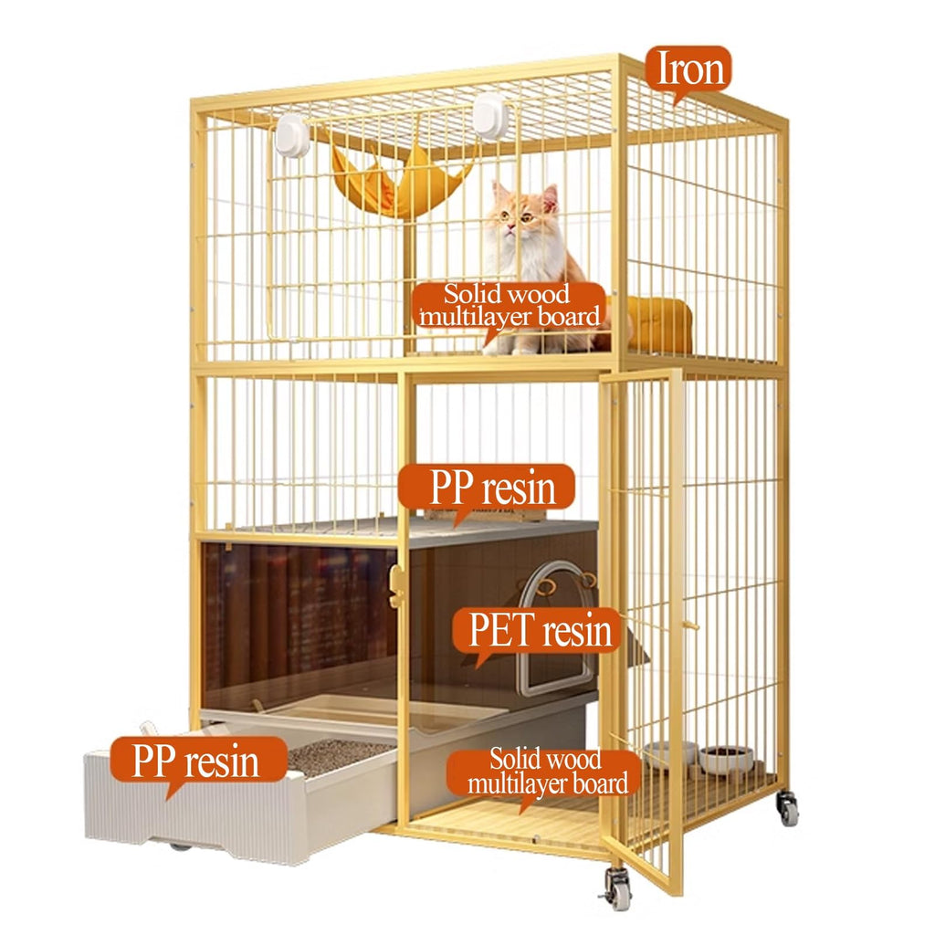 Indoor Cat House with Litter Box Enclosure with Wheels B472