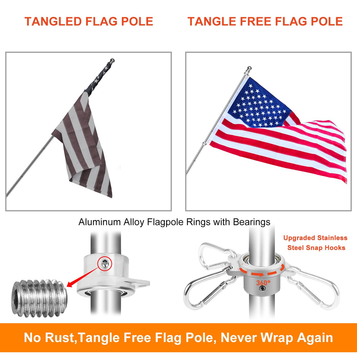 6 FT Stainless Steel Flag Pole Q46873