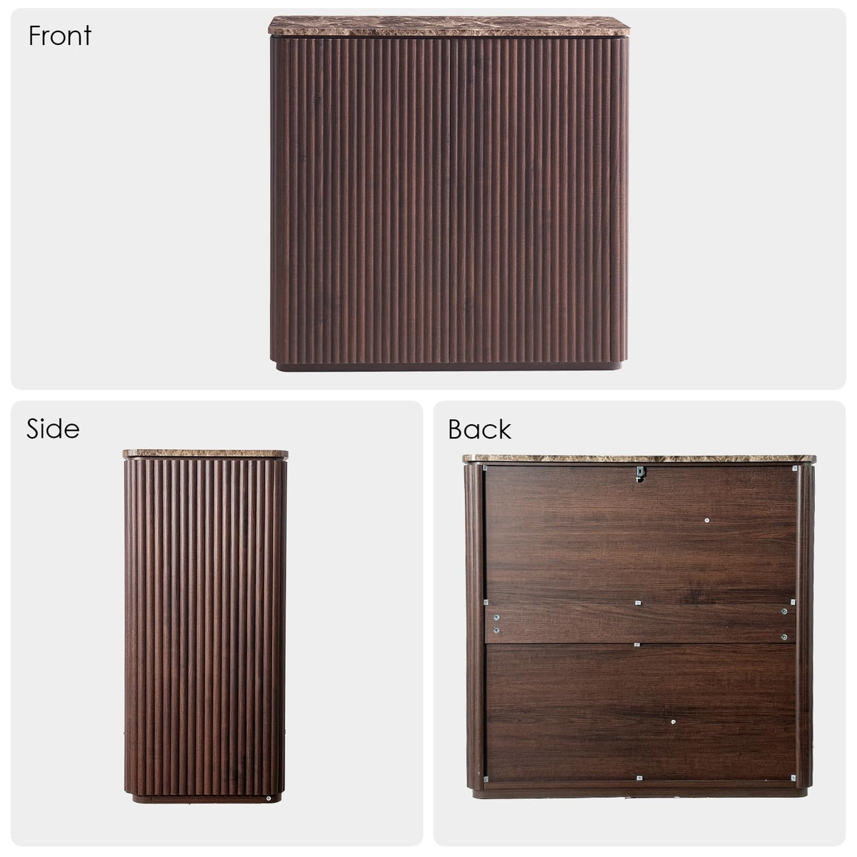 34" Dark Oak Fluted Sideboard Cabinet Z3911