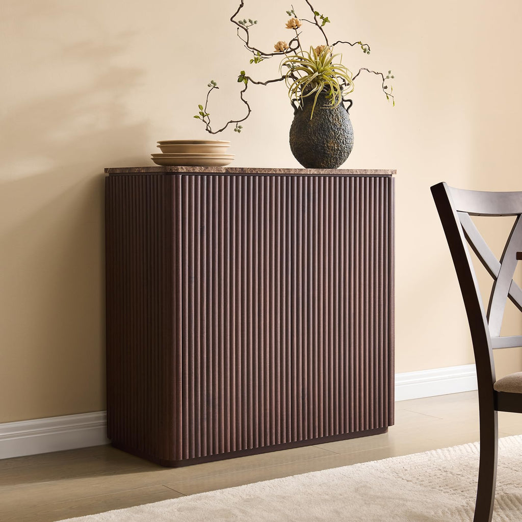 34" Dark Oak Fluted Sideboard Cabinet Z3911