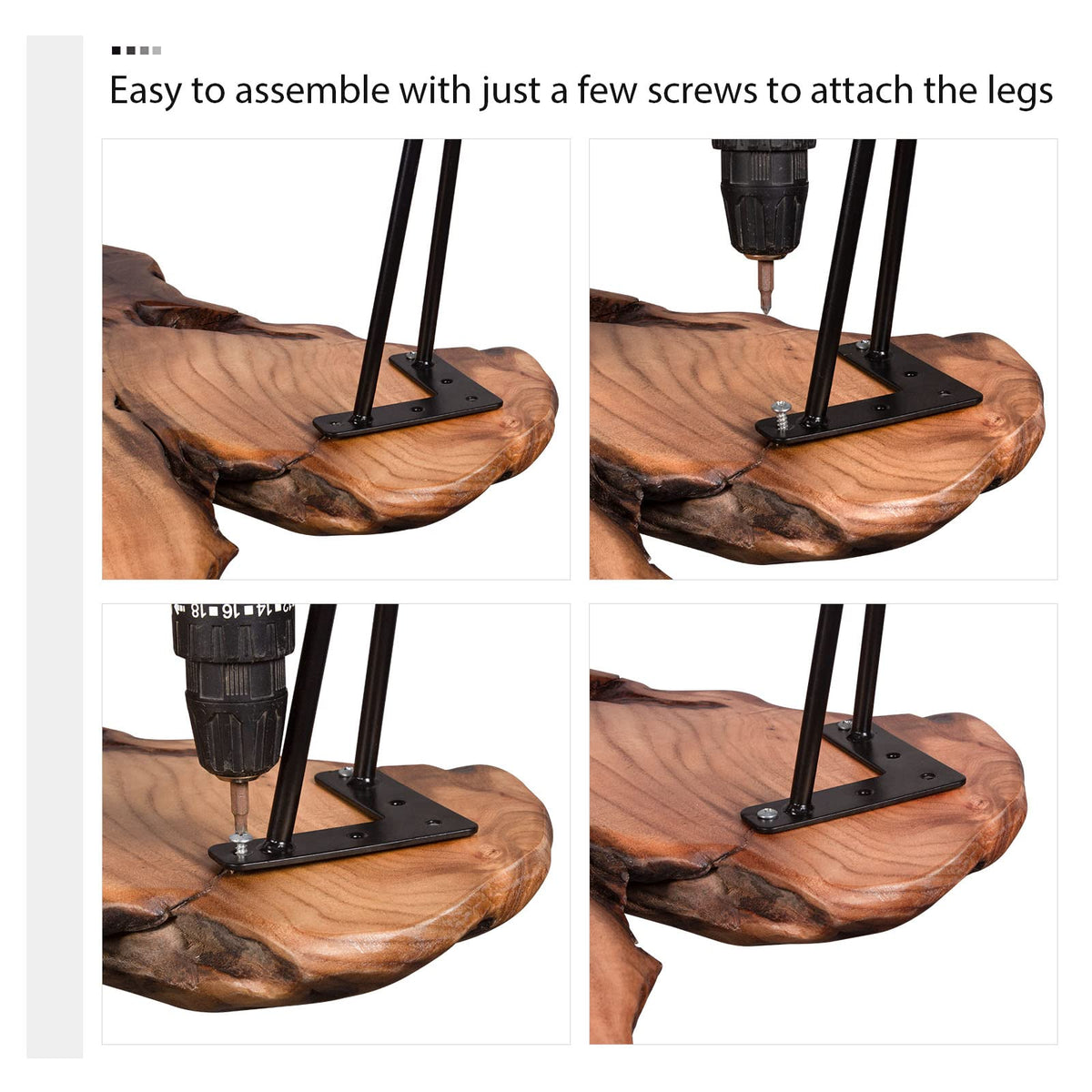Natural Wood Coffee Table with Metal Hairpin Legs X41774