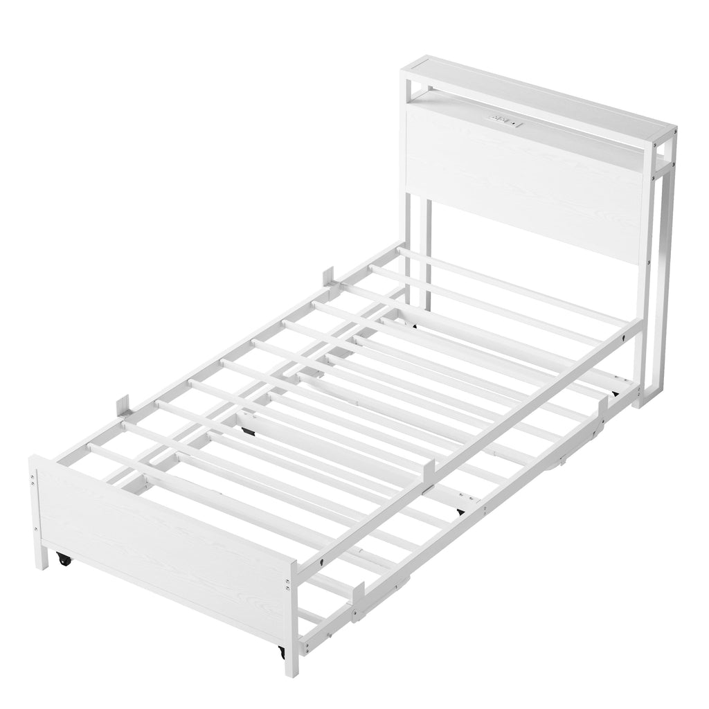 Twin Daybed with Trundle Bed and Storage Headboard U364200