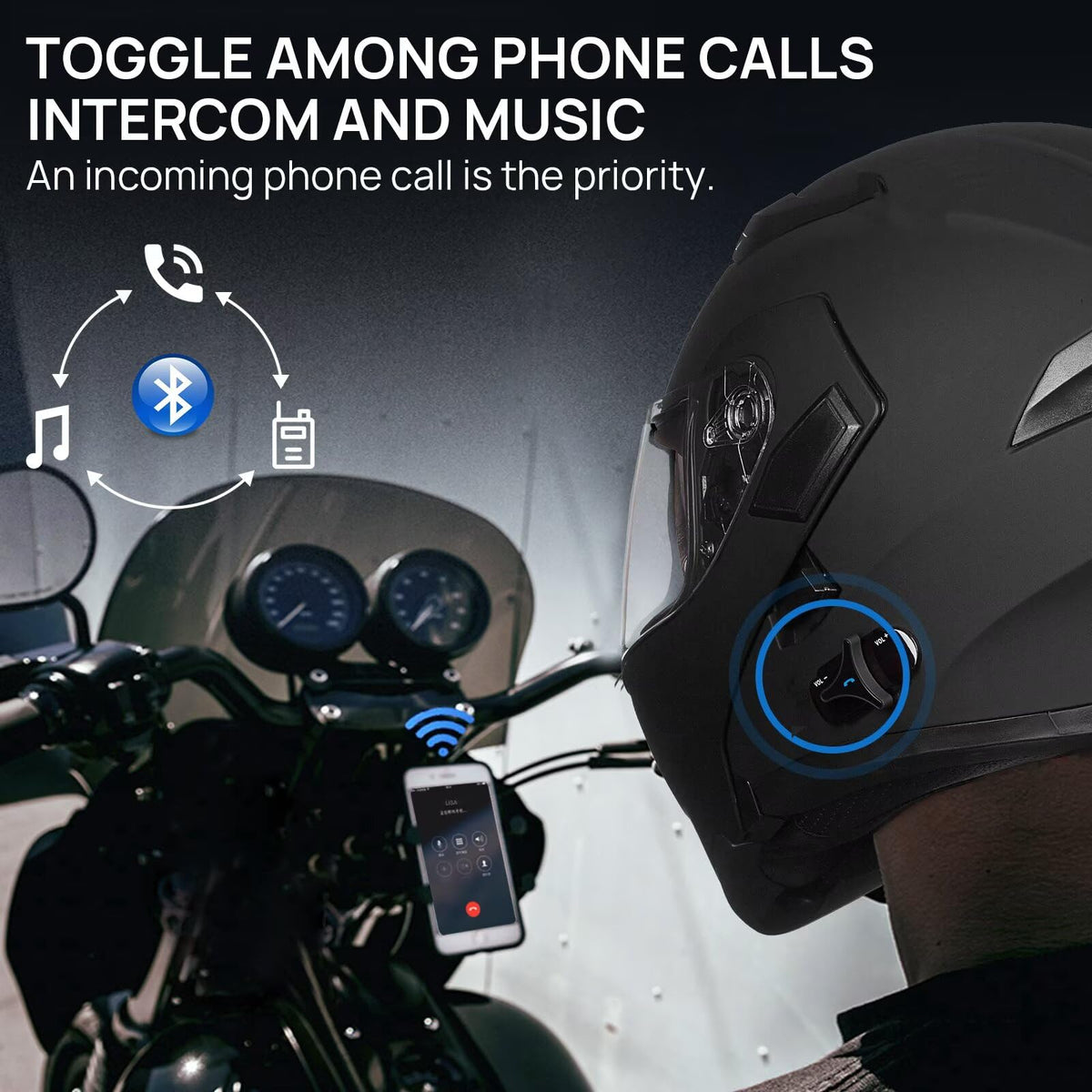 Bluetooth Modular Flip up Full Face Motorcycle Helmet E29331