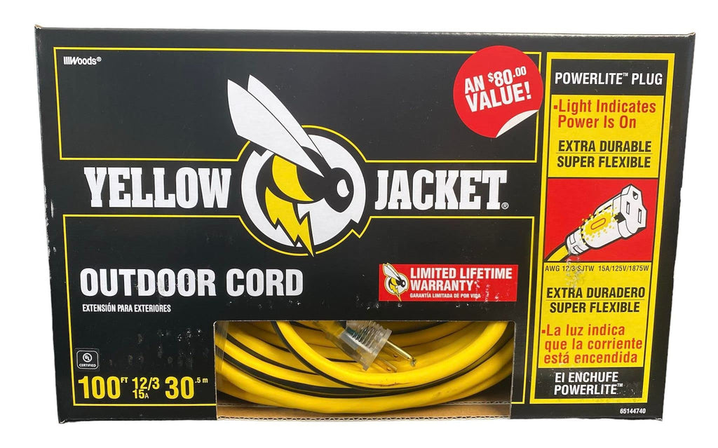 12/3 Heavy-Duty 15-Amp SJTW Extension Cord with Lighted Ends, 100-Feet P979