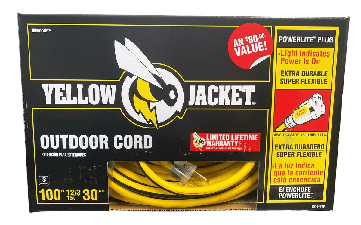 12/3 Heavy-Duty 15-Amp SJTW Extension Cord with Lighted Ends, 100-Feet P979