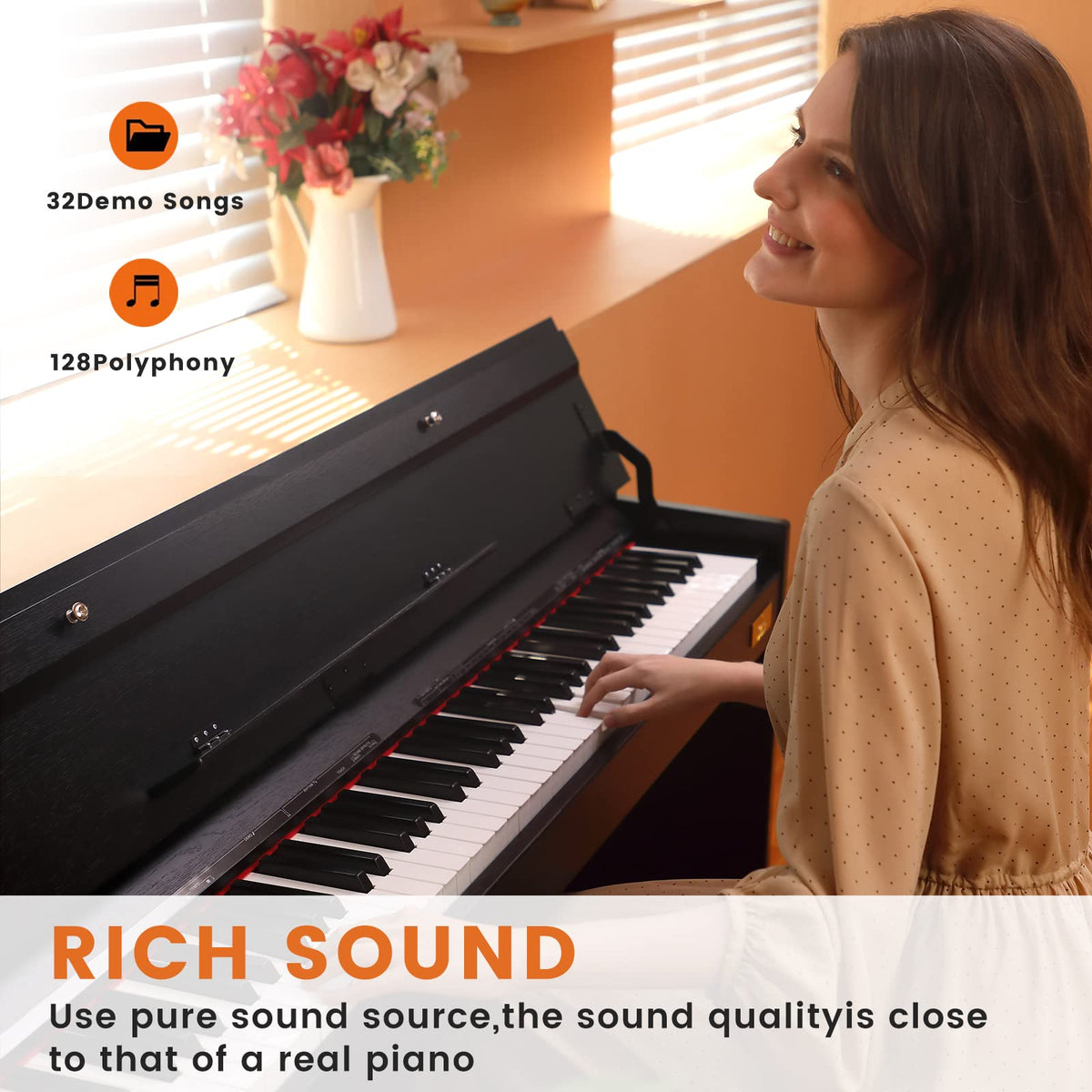 88-Key Weighted Piano with Stand, Pedals & Bench Y382611