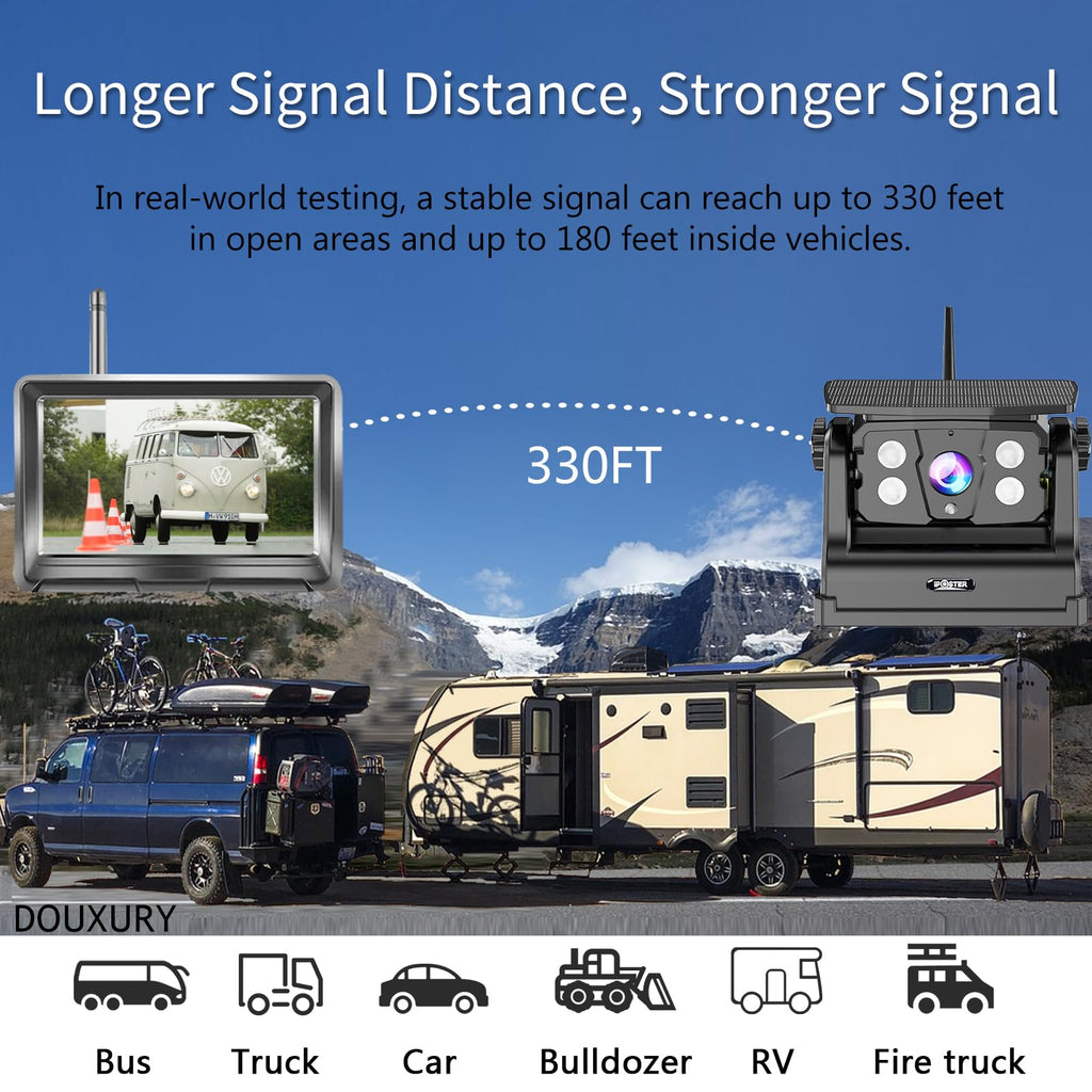 Solar Magnetic Wireless Backup Camera with 5" 1080P Monitor C177713