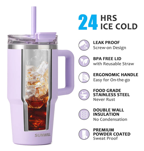 20 oz Insulated Stainless Steel Tumbler with Handle and Straw I22700