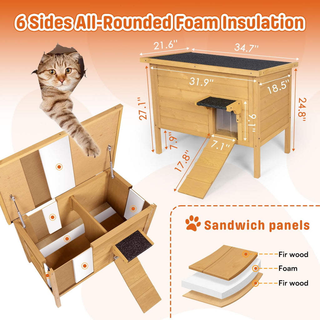 Large Insulated Weatherproof Outdoor Cat House U865088