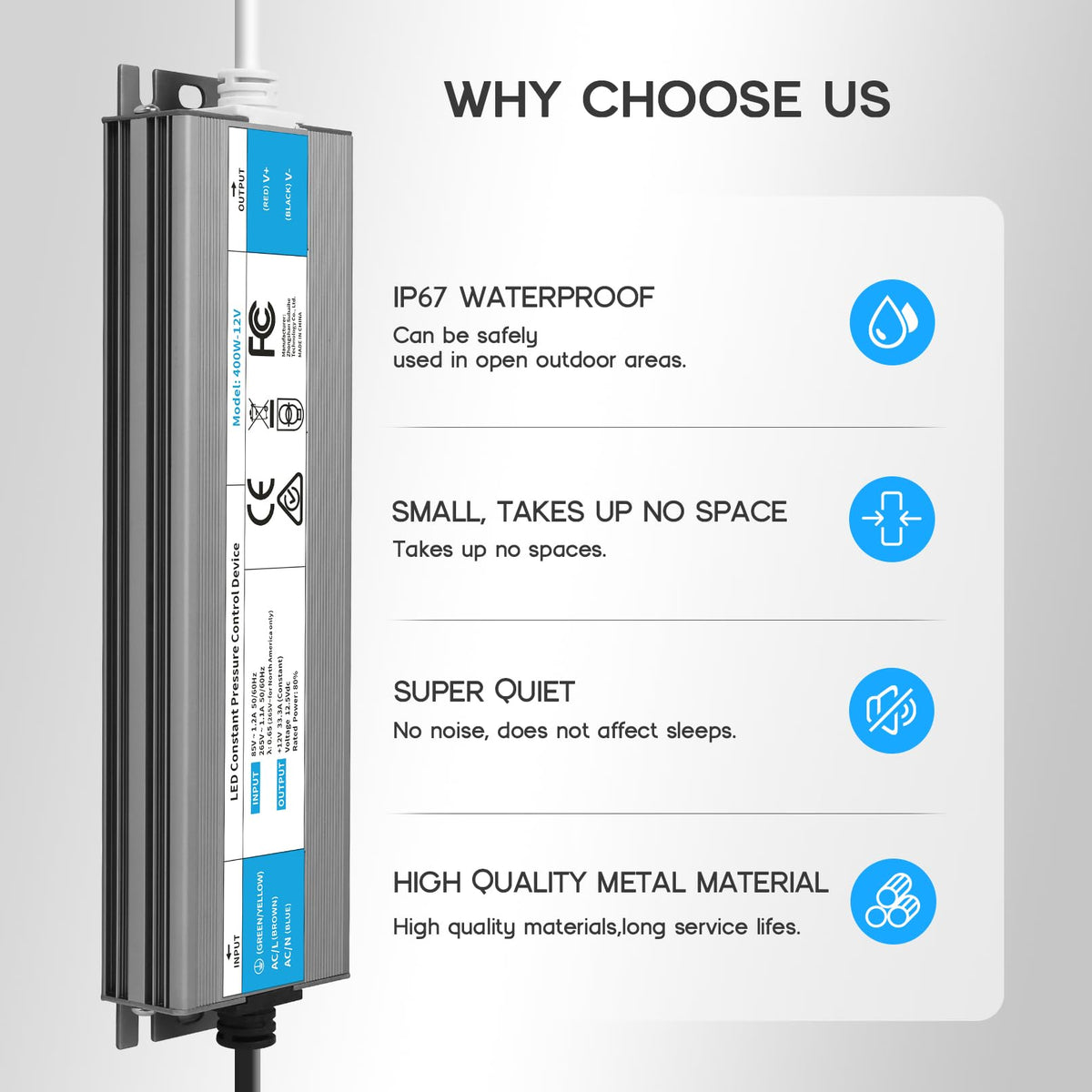 200 Watts Waterproof IP67 LED Driver 85V-265V AC to 12V DC Converter Y701784