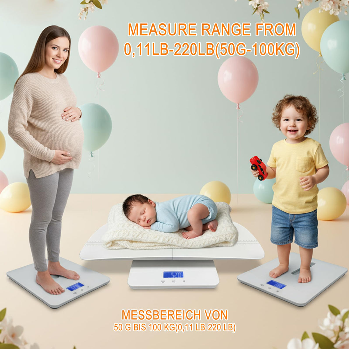 Baby Scale with Measuring Tray, LCD, 3 Weighing Modes C88333