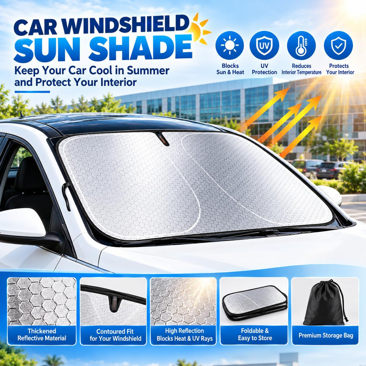 Car Windshield Sun Shade Graphene UV Protection F378