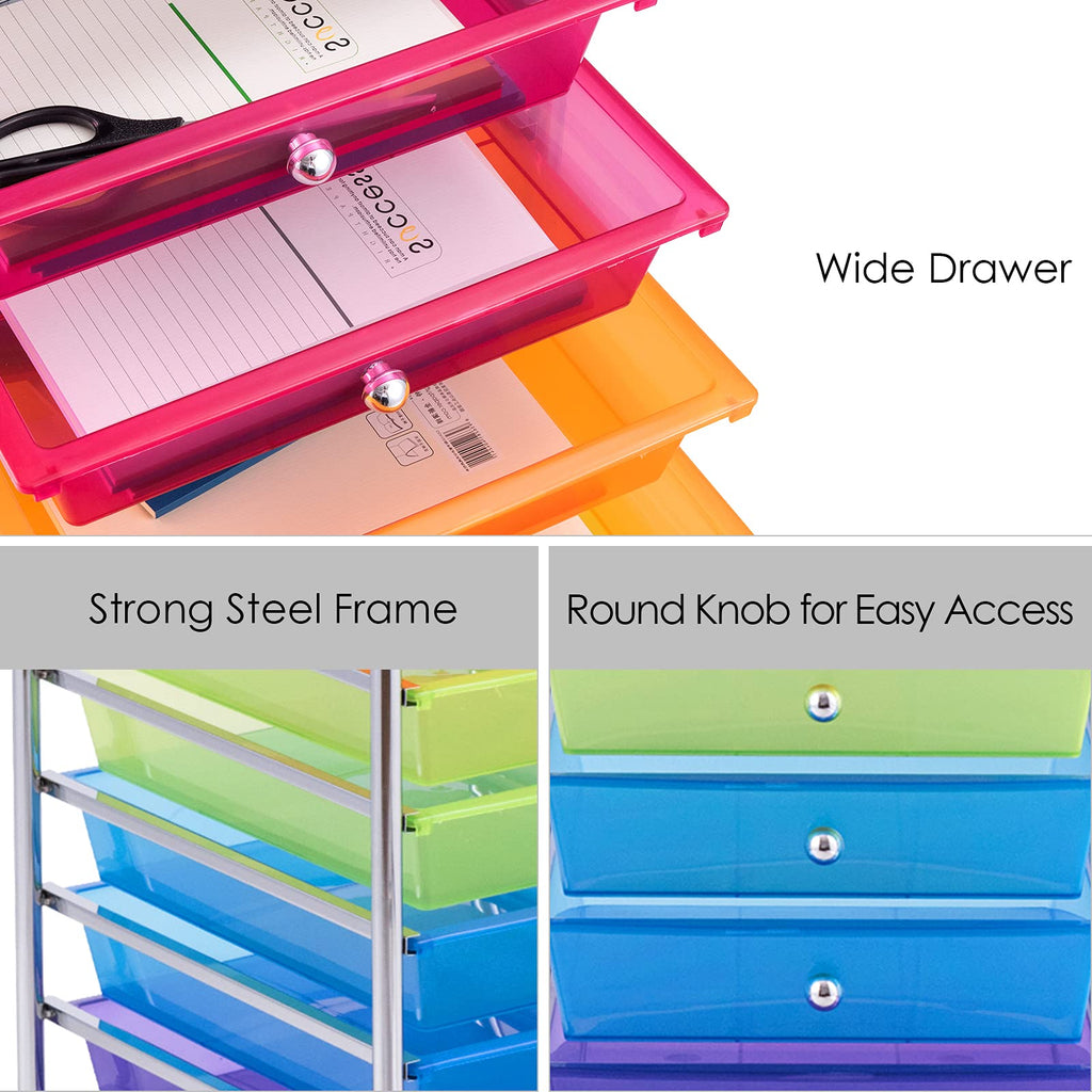 10 Drawer Rolling Storage Cart with Lockable Wheels Y5782