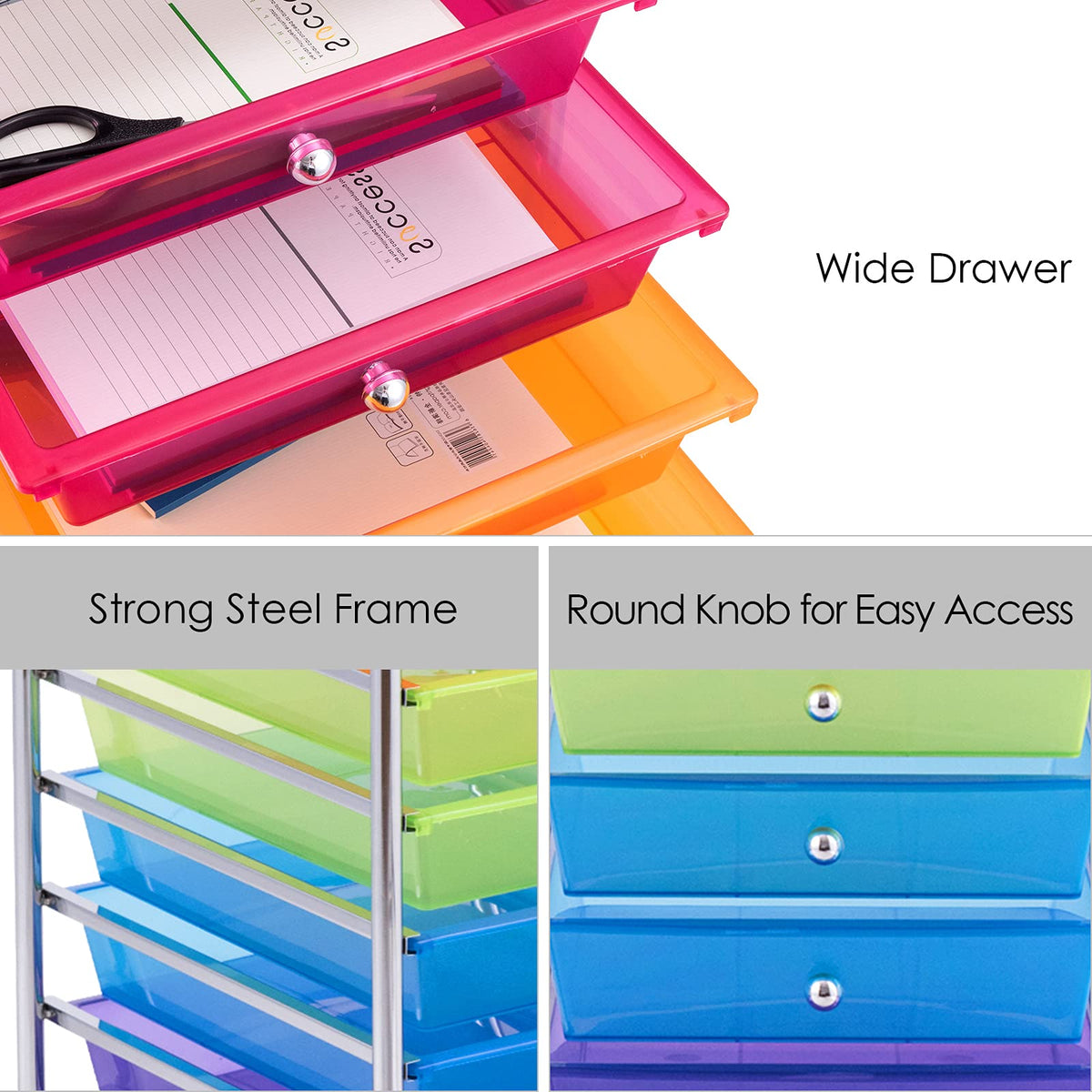 10 Drawer Rolling Storage Cart with Lockable Wheels Y5782