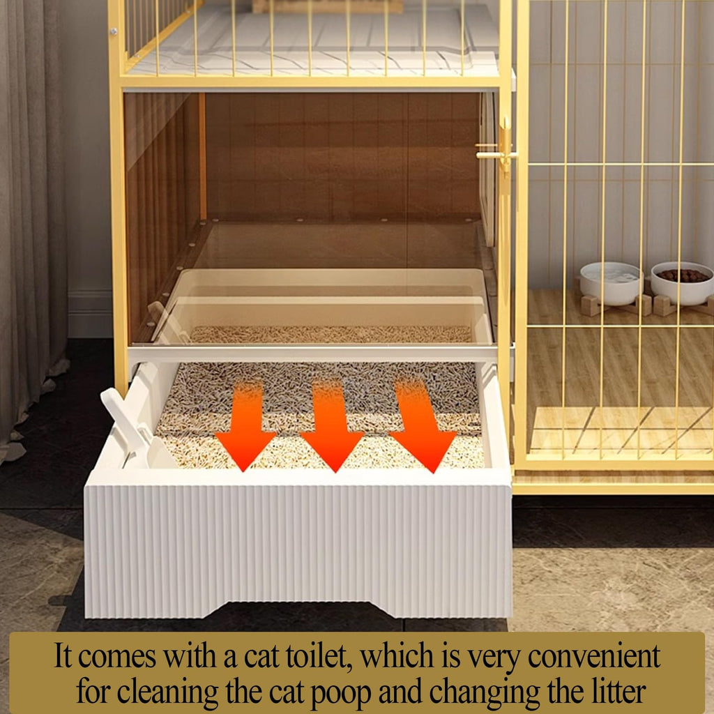 Indoor Cat House with Litter Box Enclosure with Wheels B472