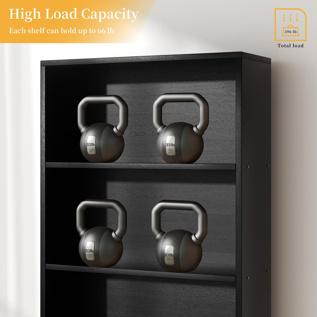 6-Tier Black Bookshelf O7805